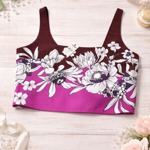Express Burgundy and Fuchsia Floral Crop Tank